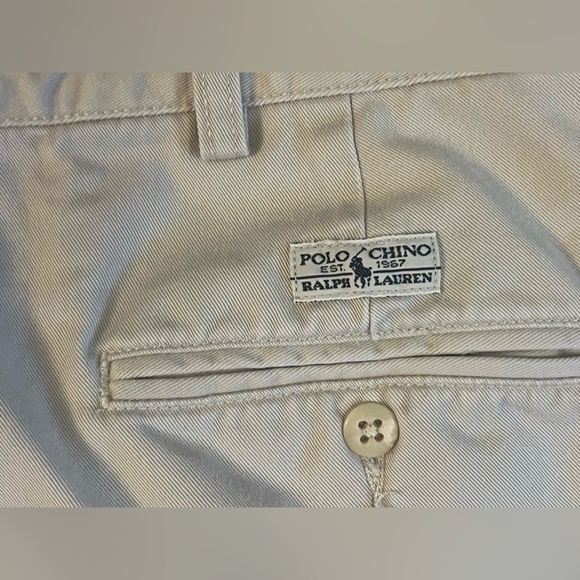 Polo Ralph Lauren Pants Mens 38x34 Chinos‎ Peated Cuffed Beige Light Weight C37 - Picture 6 of 9
